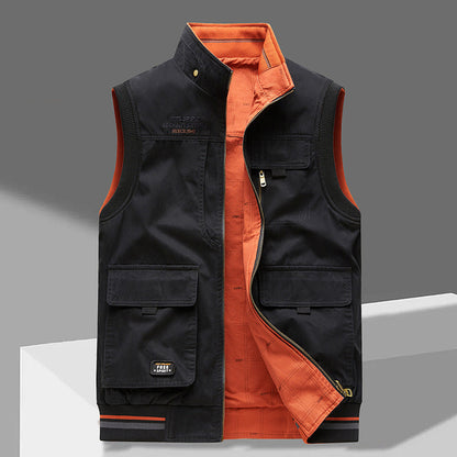 Men's Reversible Vest with Multiple Pockets