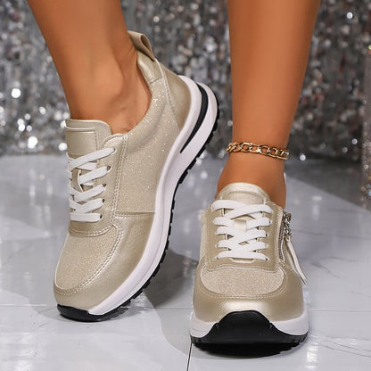 Women's Sneakers with Side Zipper and Arch Support – Non-Slip Sole