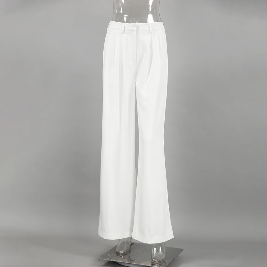 Pantalones de Mujer de Cintura Alta con Pierna Recta y Corte Amplio