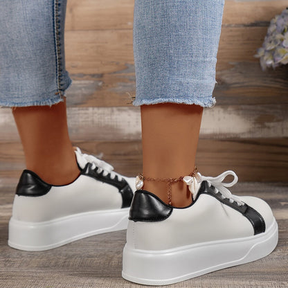 Sneakers Donna Sportive con Lacci e Tacco Medio – Punta Tonda