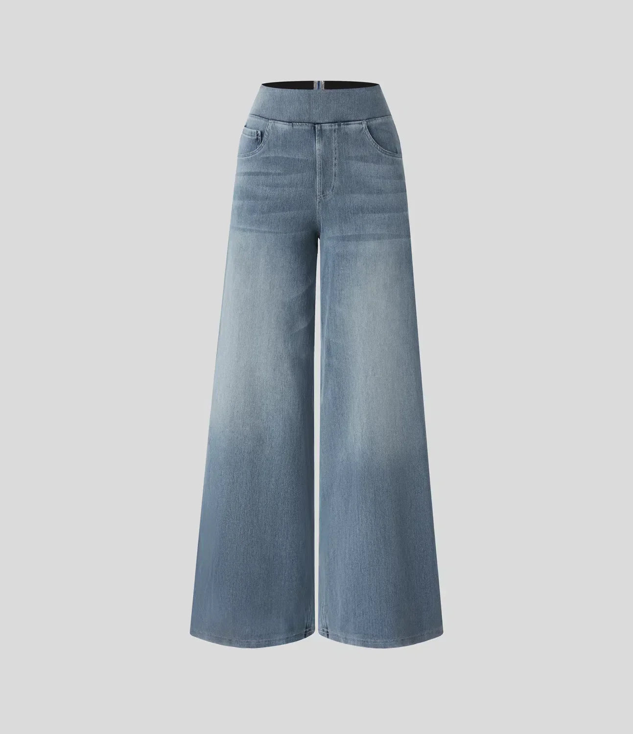 Jeans de mujer de talle alto elásticos con pierna recta – estilo casual cómodo