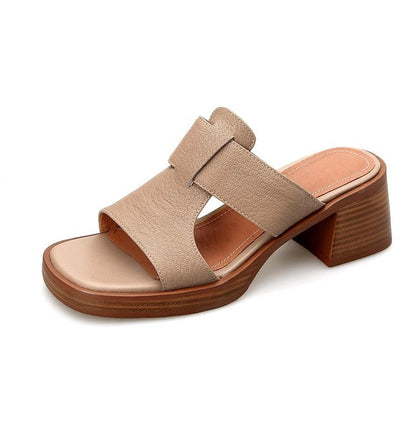 Sandalias de mujer con tacón ancho, punta cuadrada y correa en el tobillo – Sandalias elegantes