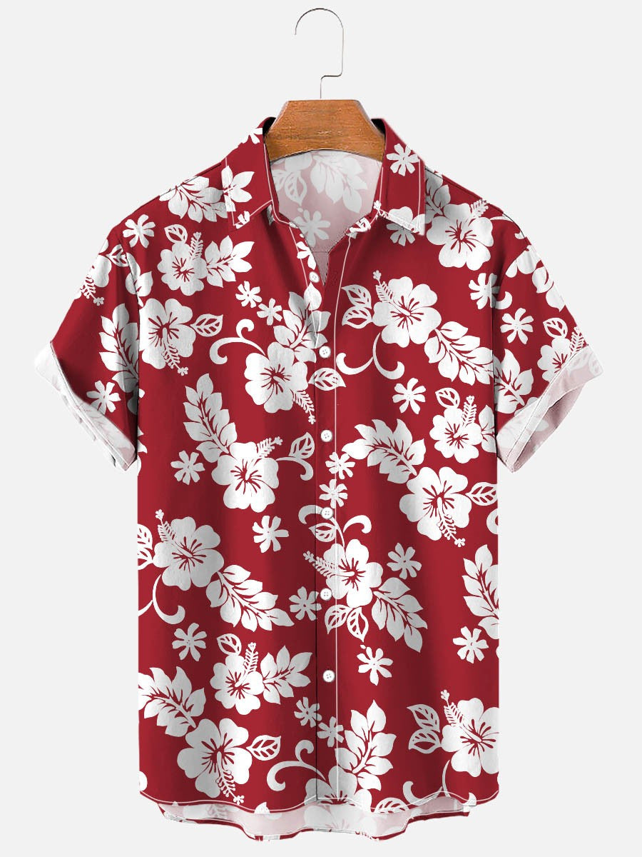 Camicia Uomo a Maniche Corte con Stampa Floreale e Tessuto Elasticizzato – Stile Casual