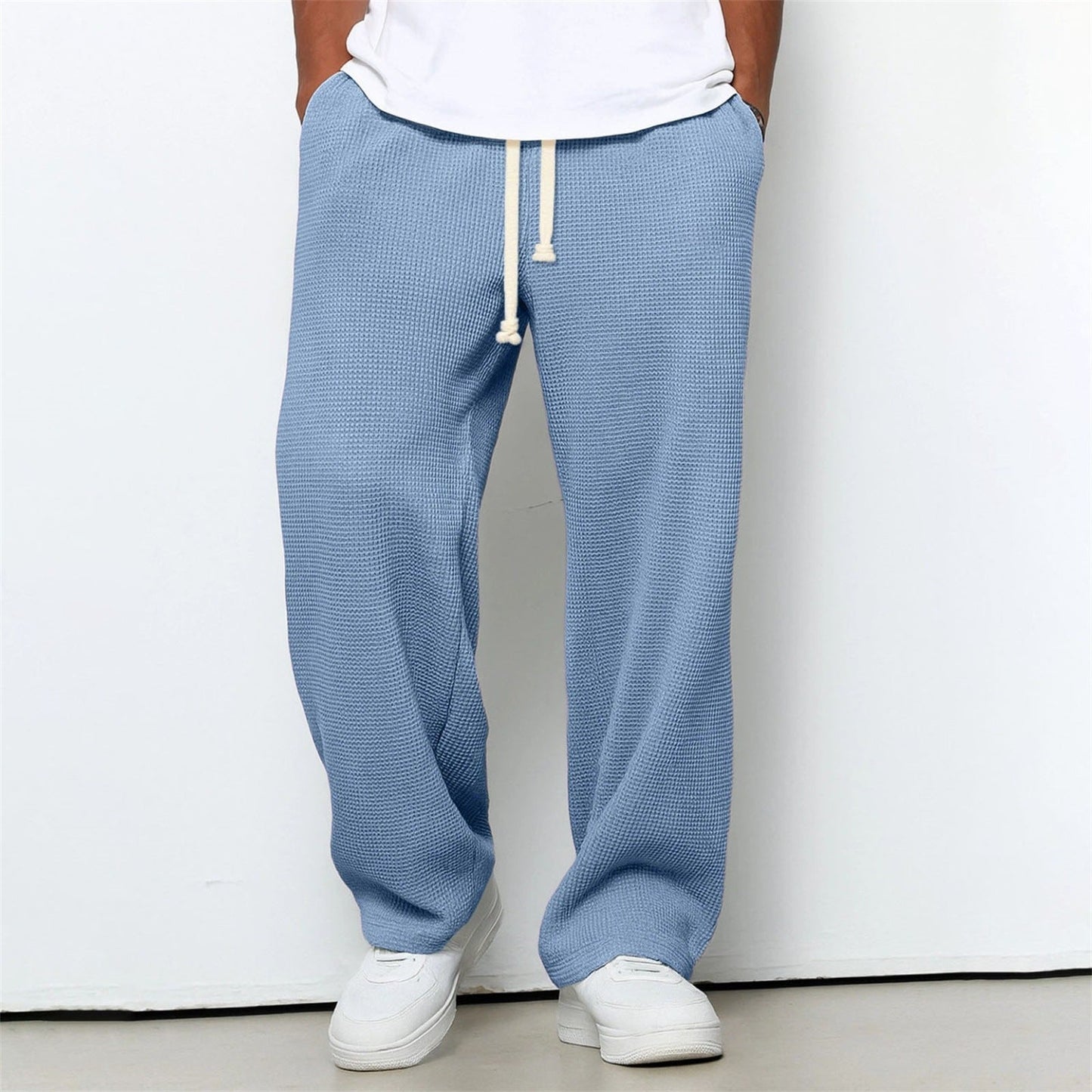 Men's Athleisure Straight-Leg Honeycomb Knit Pants – Comfortable Fit