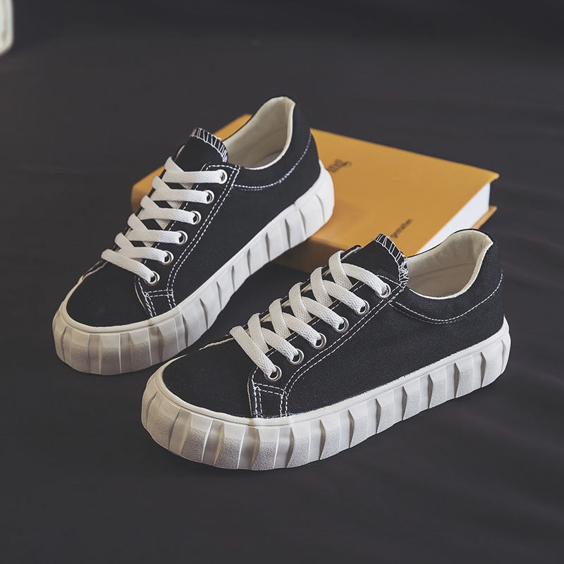 Women's Low-Top Canvas Sneakers with Laces – Rubber Sole