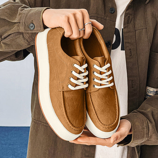 Sneakers Uomo Casual con Suola Platform e Lacci – Punta Tonda