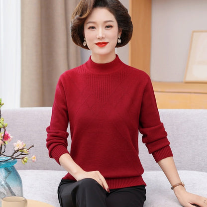 Maglione da Donna Pullover in Maglia Spessa con Collo Alto