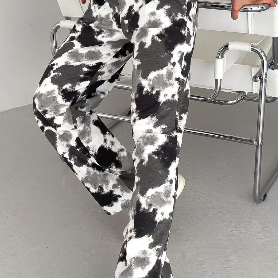 Women's Straight-Leg Wide-Fit Pants with Elastic Waistband