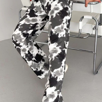 Women's Straight-Leg Wide-Fit Pants with Elastic Waistband