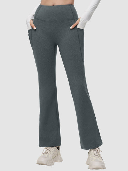 Pantaloni Invernali Donna a Vita Alta Svasati con Fodera in Pile e Tasche