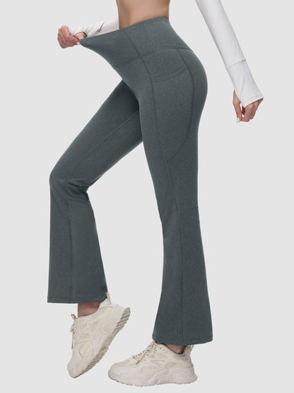 Pantaloni Invernali Donna a Vita Alta Svasati con Fodera in Pile e Tasche