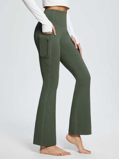 Pantaloni Invernali Donna a Vita Alta Svasati con Fodera in Pile e Tasche