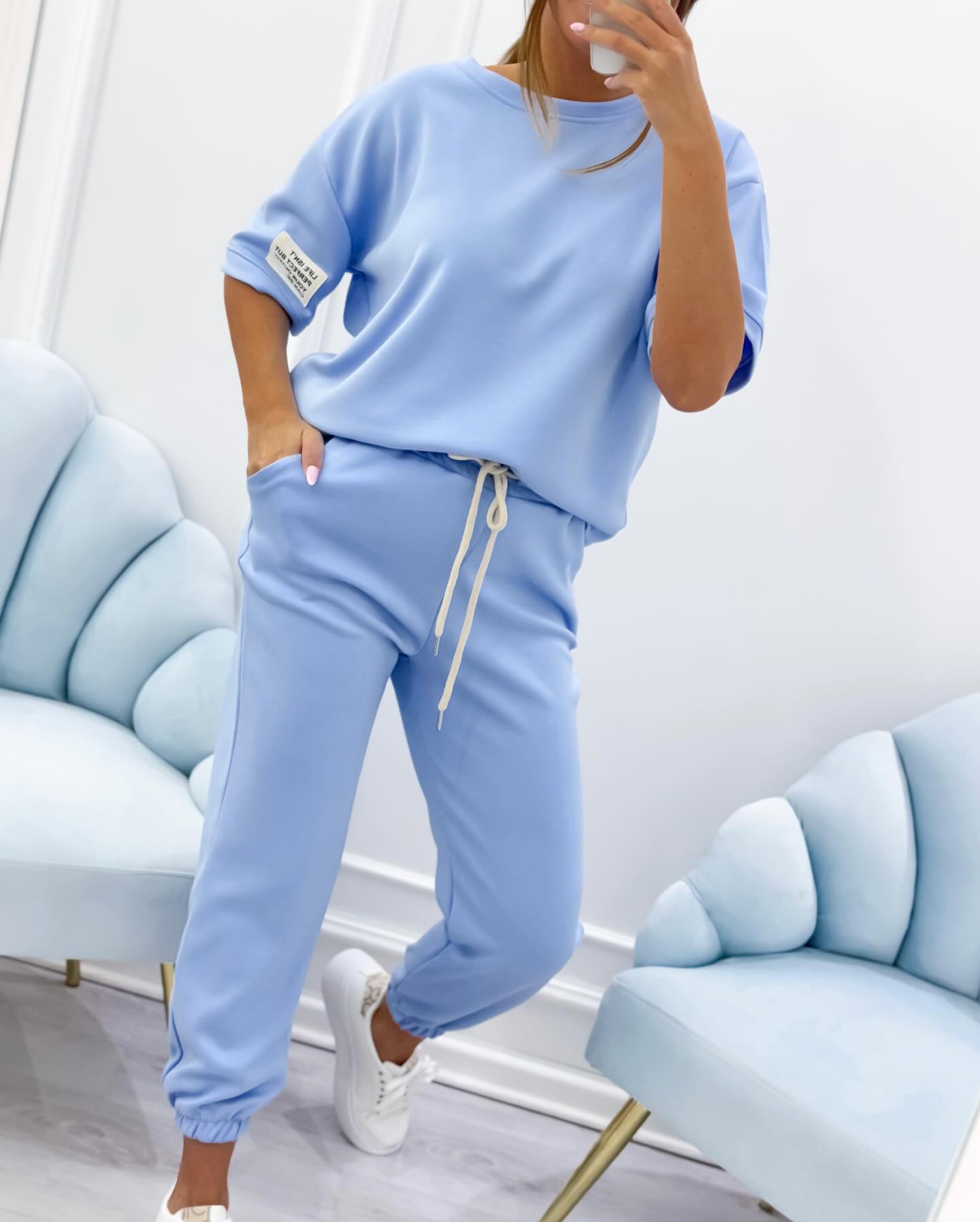 Women's Lounge Set Short Sleeve T-Shirt and Coordinated Pants