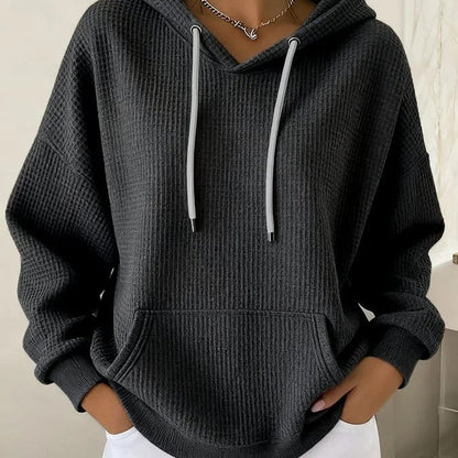 Sudadera con capucha para mujer con cordón ajustable, mangas largas y capucha ajustable.