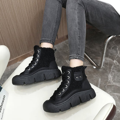 Sneakers Donna Invernali Alte con Lacci – Suola in Gomma Antiscivolo