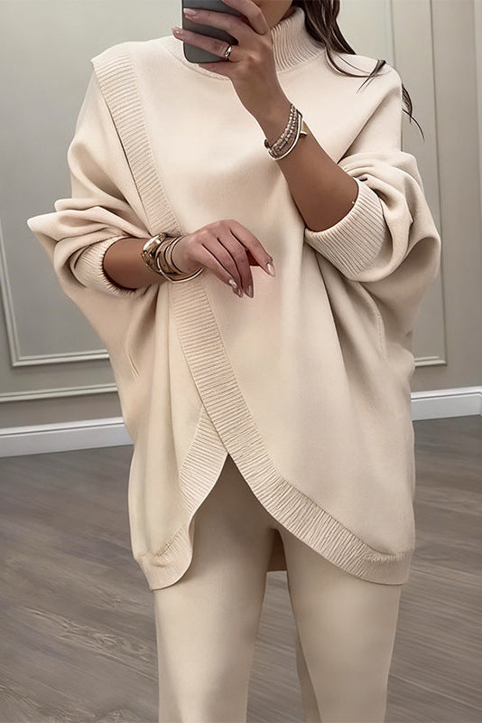 Women's Winter Knit Set: Oversized Sweater and Straight-Leg Pants