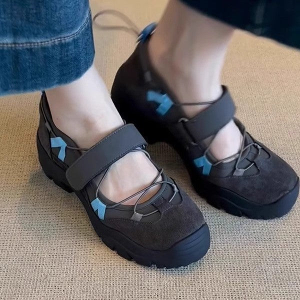 Scarpe Mary Jane Donna con Chiusura a Strappo, Suola Spessa e Punta Tonda – Scarpe Casual