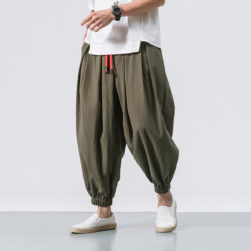 Men's Harem Pants Loose Fit Adjustable Waist Elastic Cuffs – Casual Style