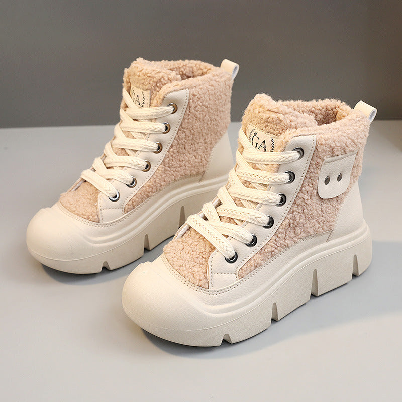 Sneakers Donna Invernali Alte con Lacci – Suola in Gomma Antiscivolo