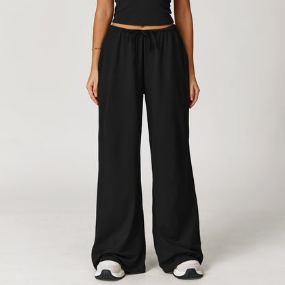 Wide Women's Pants with High Waist, Brushed Fabric, and Hanging Detail – Pants Style