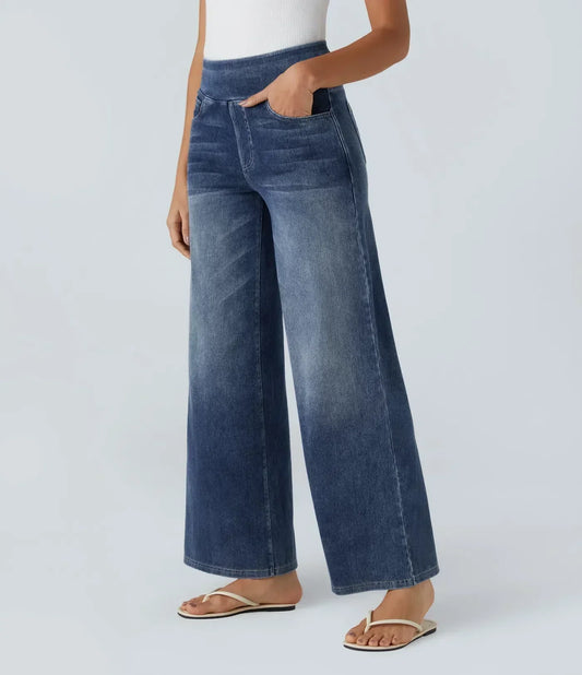 High-Waisted Stretch Women's Jeans with Straight Leg – Comfortable Casual Style