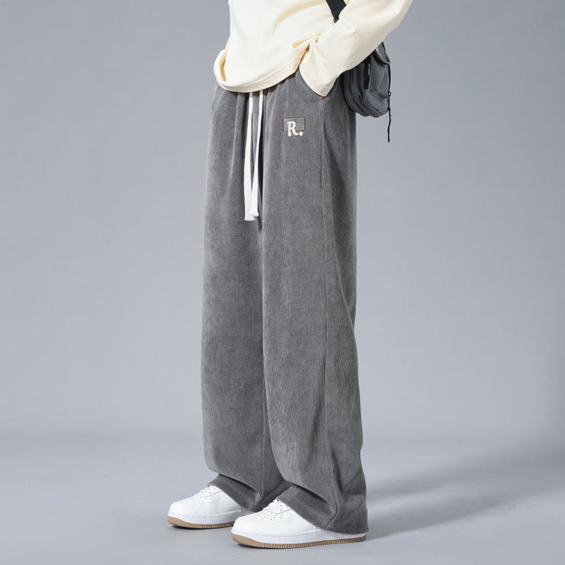Pantaloni Uomo a Gamba Dritta con Vestibilità Ampia – Tinta Unita