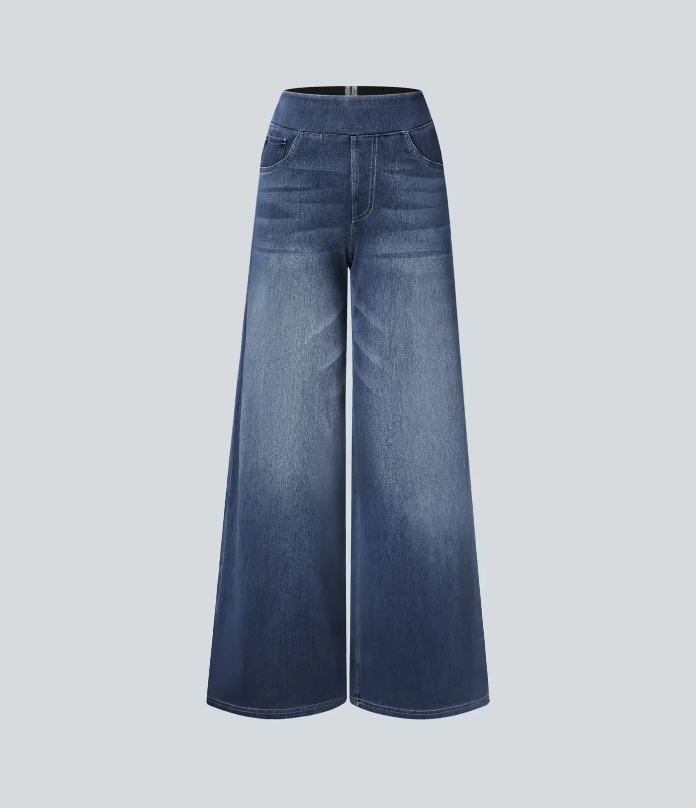 Jeans de mujer de talle alto elásticos con pierna recta – estilo casual cómodo