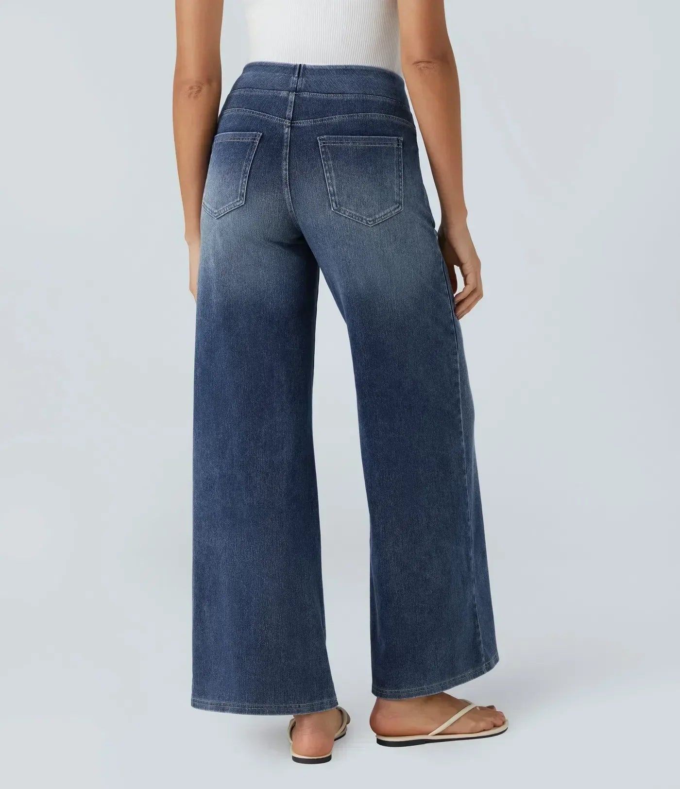 Jeans de mujer de talle alto elásticos con pierna recta – estilo casual cómodo