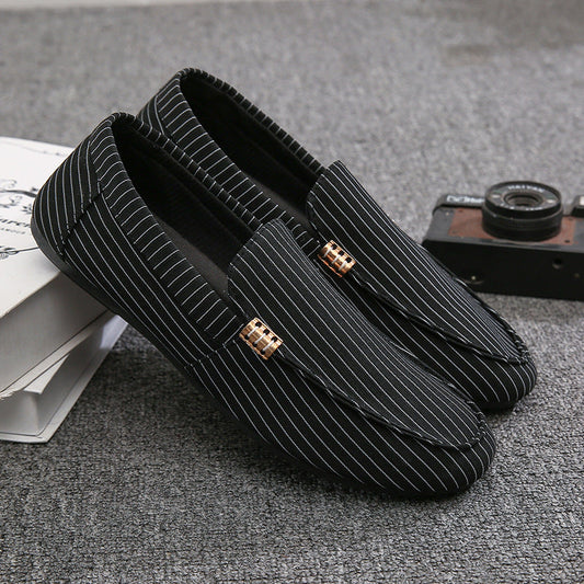 Zapatos de hombre de lona con puntera redonda y suela ligera