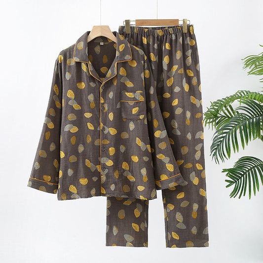 Men's Two-Piece Pajamas with Long-Sleeve Shirt and Pants – Four Seasons Home Set