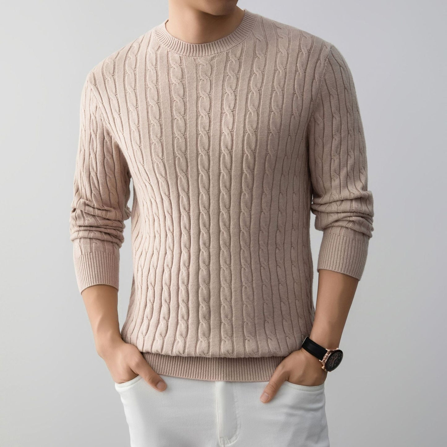 Maglione da Uomo a Maniche Lunghe a Vestibilità Ampia con Motivo Jacquard