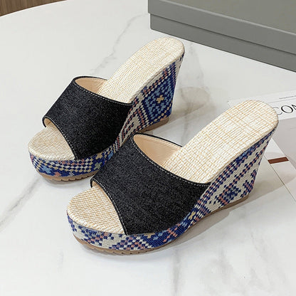 Sandali Donna con Zeppa, Punta Aperta e Fascia Larga – Sandali Casual