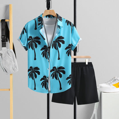 Men's Summer Set with Short Sleeve Shirt and Pants – Two-Piece Casual Outfit
