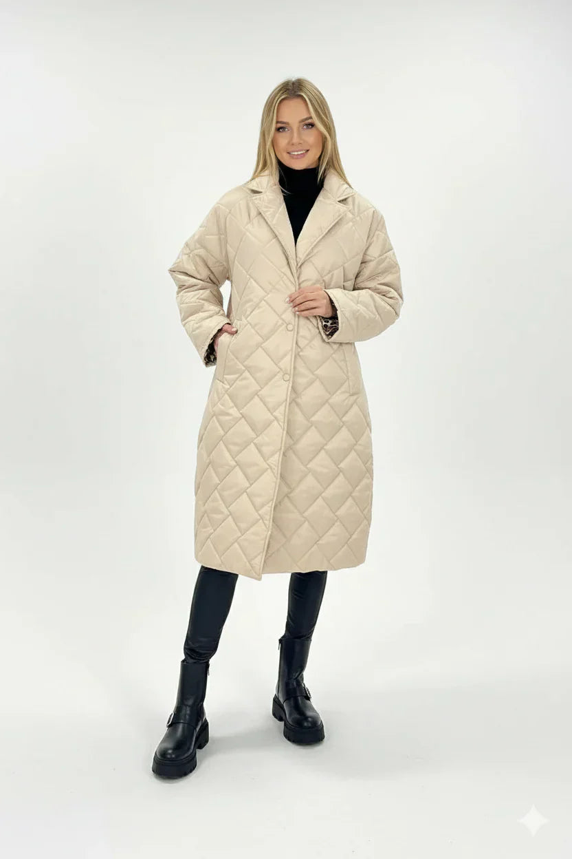 Giacca Invernale Pieghevole da Donna Reversibile con Imbottitura e Fodera Stampata