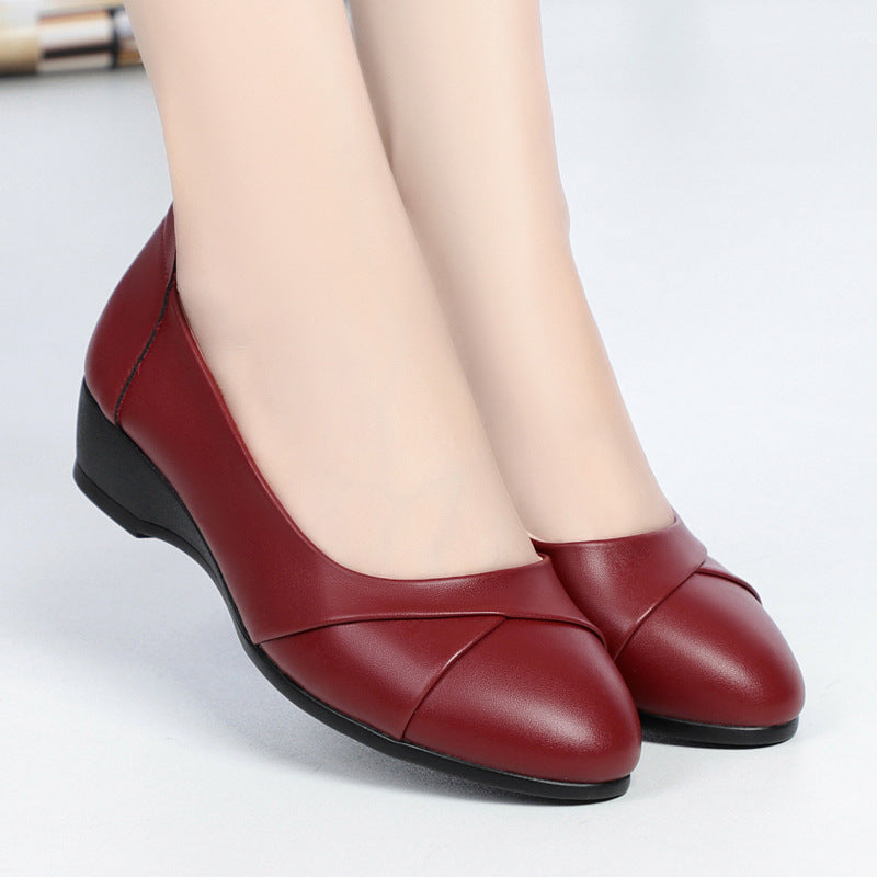 Zapatos de mujer con punta redonda, tacón bajo y diseño sin cierres – zapatos casuales