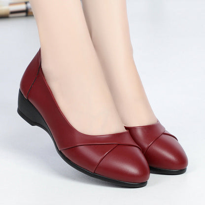 Zapatos de mujer con punta redonda, tacón bajo y diseño sin cierres – zapatos casuales