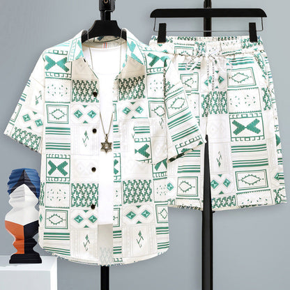 Men's Summer Two-Piece Set with Short-Sleeve T-Shirt and Shorts – Casual Sports Set