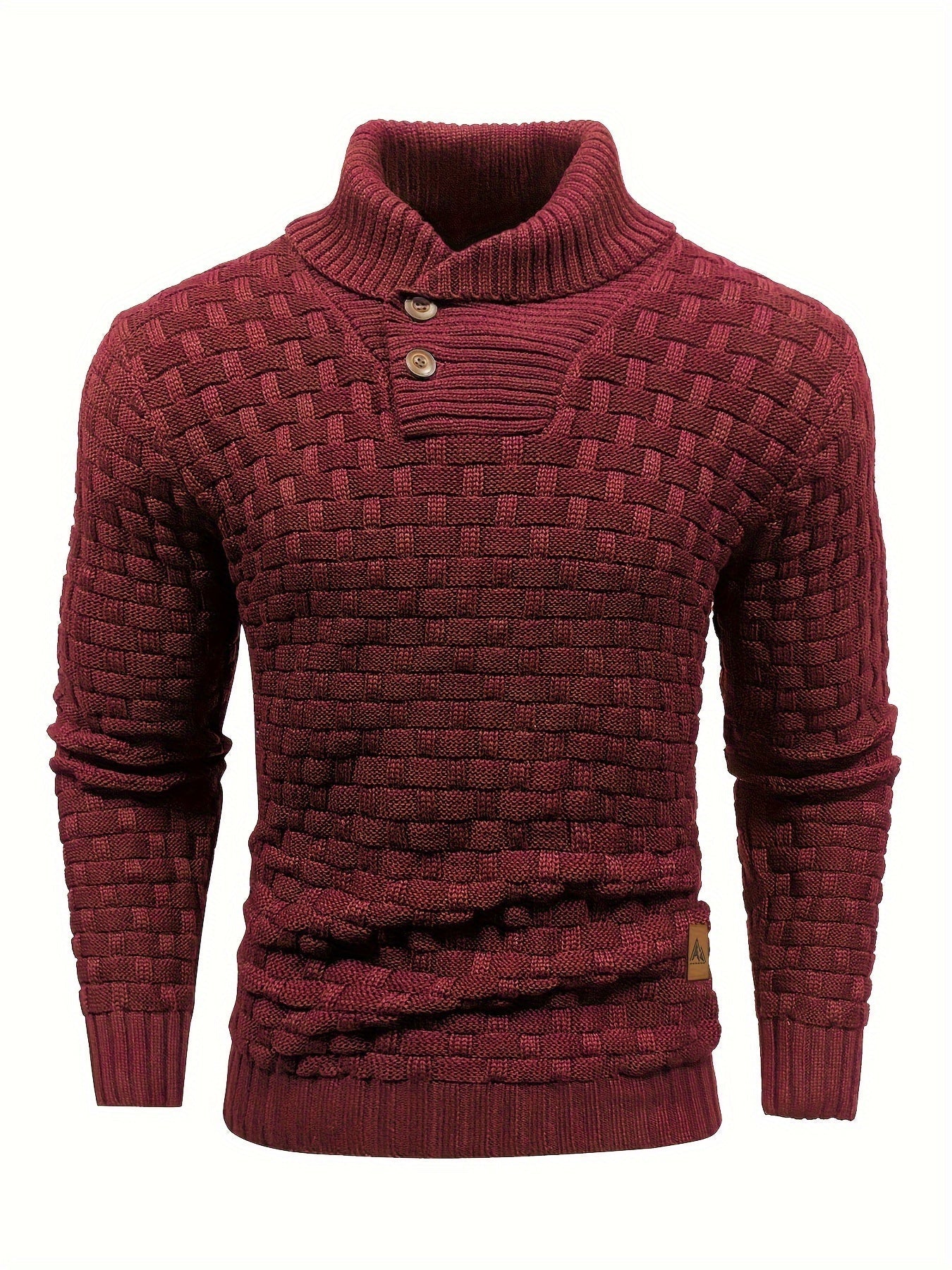 Maglione Uomo in Maglia Waffle con Collo a Sciarpa