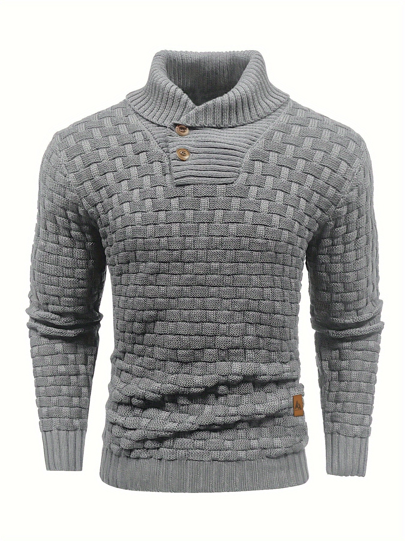 Maglione Uomo in Maglia Waffle con Collo a Sciarpa