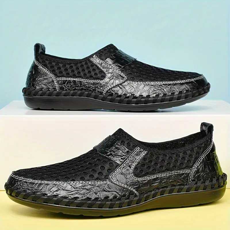 Herresko Slip-On med Elastisk Mesh Overdel og Bred Pasform – Stødabsorberende Sål med Skridsikring