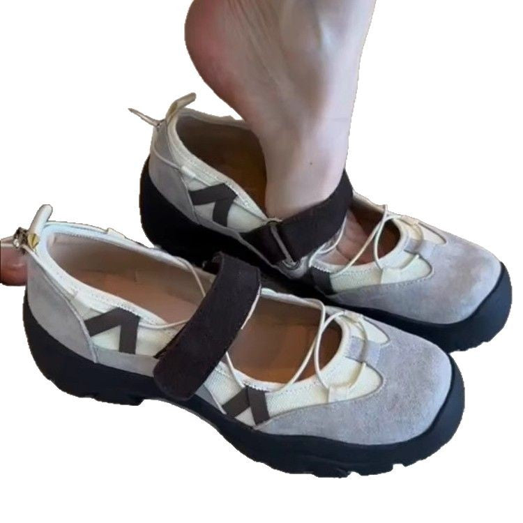 Scarpe Mary Jane Donna con Chiusura a Strappo, Suola Spessa e Punta Tonda – Scarpe Casual