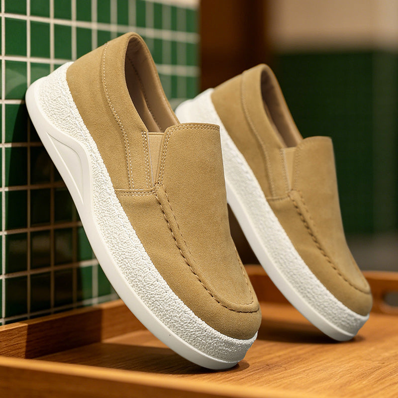 Zapatillas de hombre sin cordones con aspecto de cuero de microfibra – diseño retro