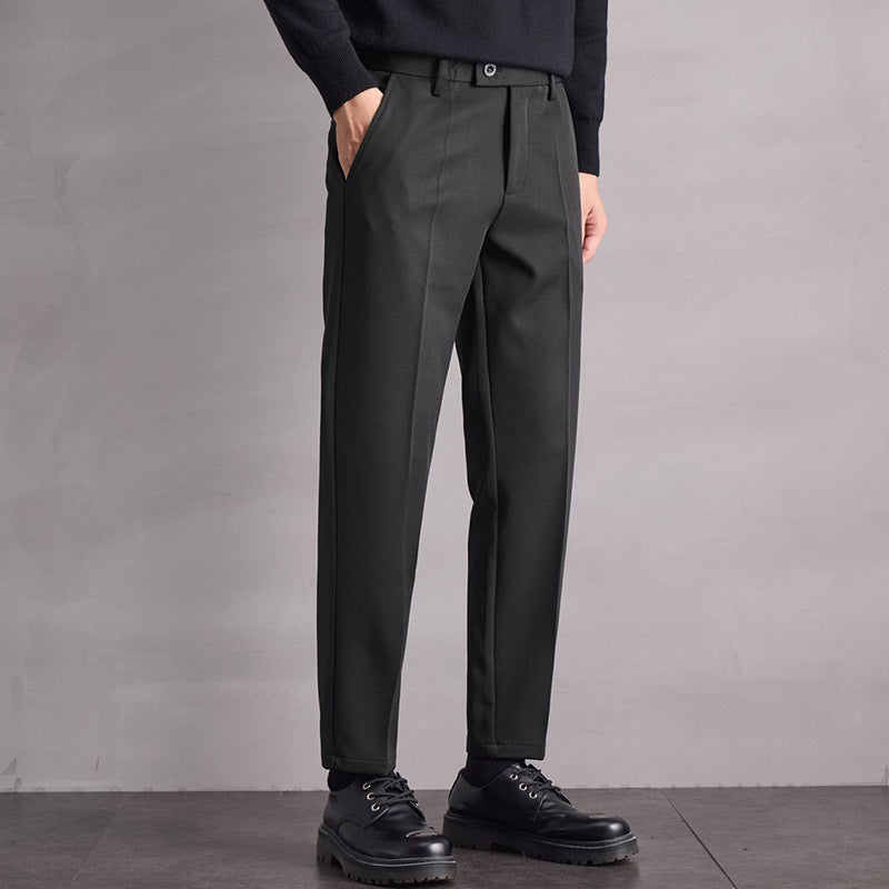 Pantaloni Uomo Dritti Vita Media con Cerniera e Microelasticità – Stile Versatile
