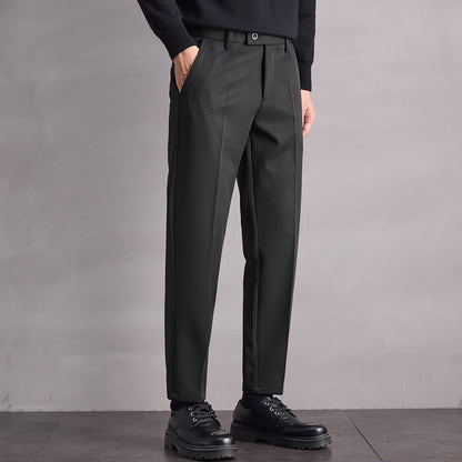 Pantaloni Uomo Dritti Vita Media con Cerniera e Microelasticità – Stile Versatile