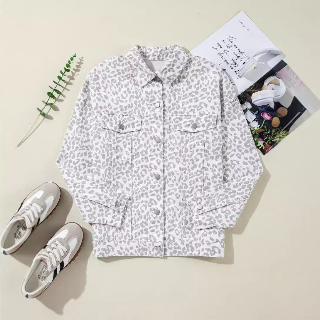 Women's Denim Coat with Long Sleeves, Bow, and Loose Fit