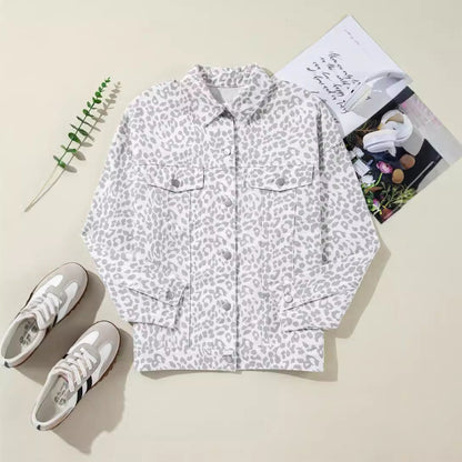 Women's Denim Coat with Long Sleeves, Bow, and Loose Fit