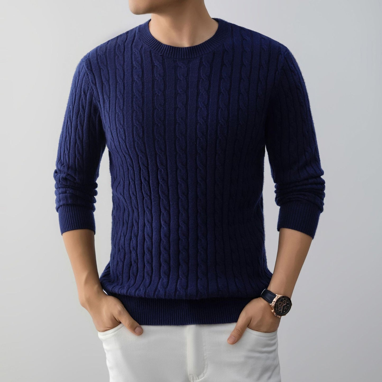 Maglione da Uomo a Maniche Lunghe a Vestibilità Ampia con Motivo Jacquard