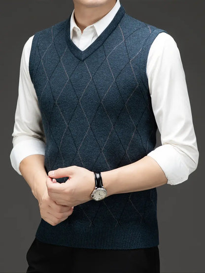 Chaleco para Hombre de Punto con Cuello en V Slim Fit