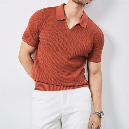 Maglia Polo Uomo a Maniche Corte con Design Asimmetrico – Vestibilità Ampia