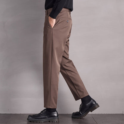 Pantaloni Uomo Dritti Vita Media con Cerniera e Microelasticità – Stile Versatile